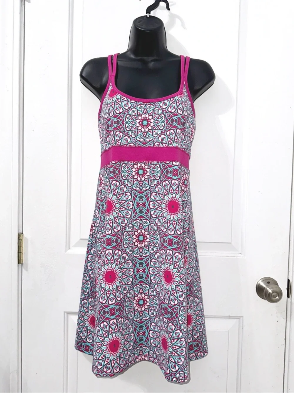 Lola by AFB Athletic vibrant, multi-colored geometric mandala pattern Mini Dress